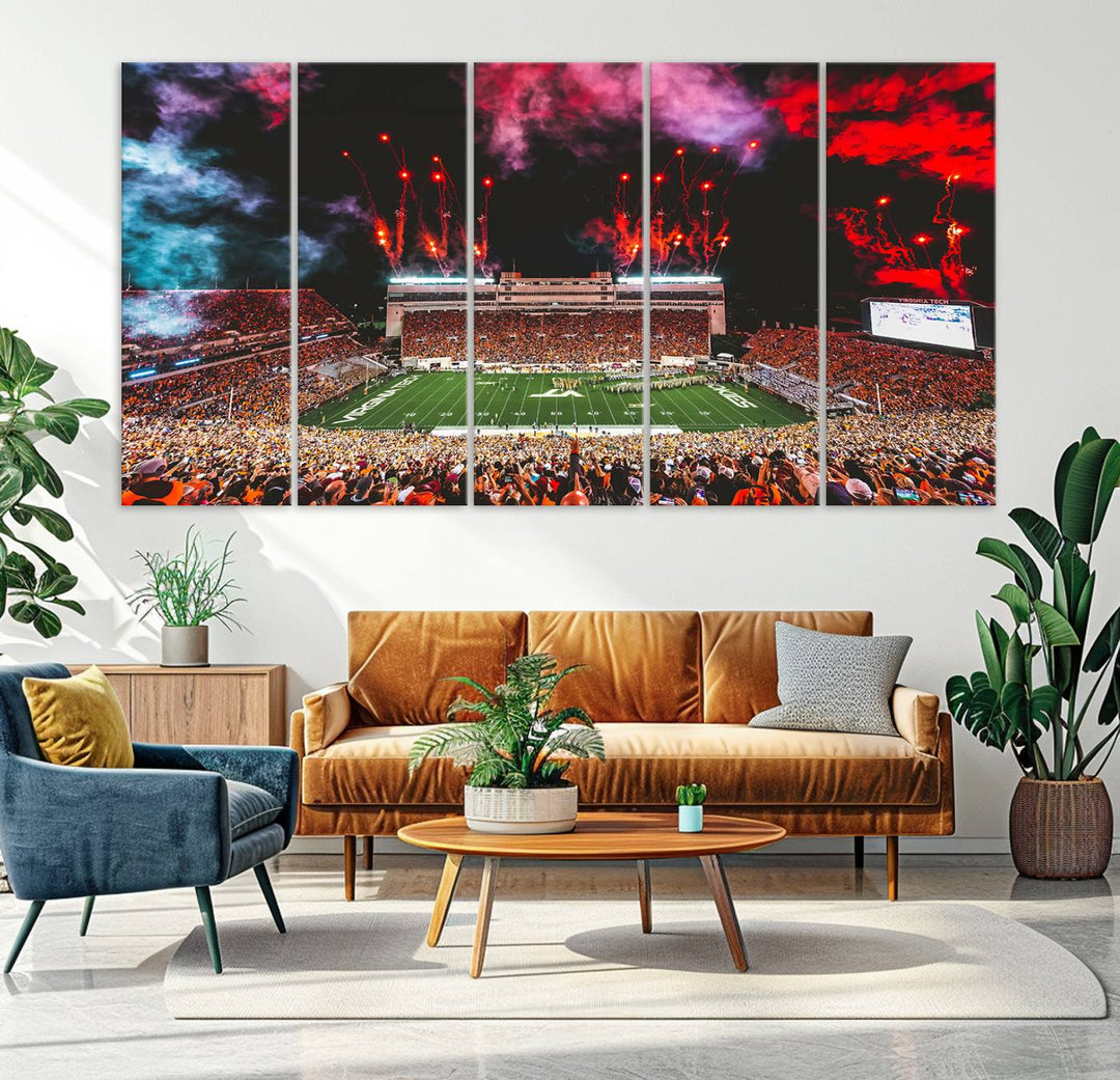 Virginia Tech Hokies Football Team Print - Blacksburg Lane Stadium Wall Art Canvas Print