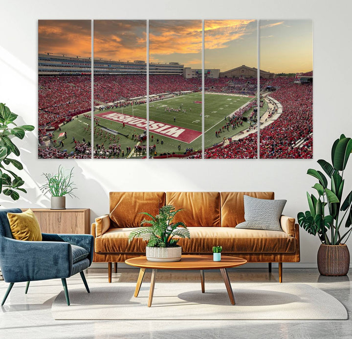 Wisconsin Badgers Football Team Print - Madison Camp Randall Stadium Wall Art Canvas Print