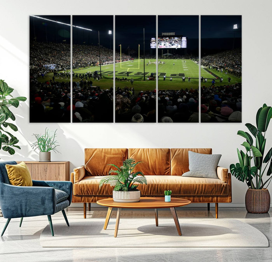 Purdue Boilermakers Football Team Print - West Lafayette Ross–Ade Stadium Wall Art Canvas Print