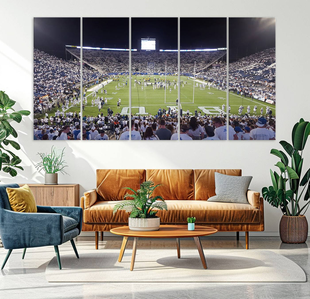 Brigham Young University Cougars Football Team Print - Provo LaVell Edwards Stadium Wall Art Canvas Print.