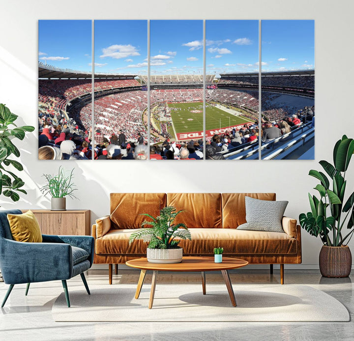 University of Alabama Crimson Tide Football Team Print - Tuscaloosa Bryant-Denny Stadium Wall Art Canvas Print