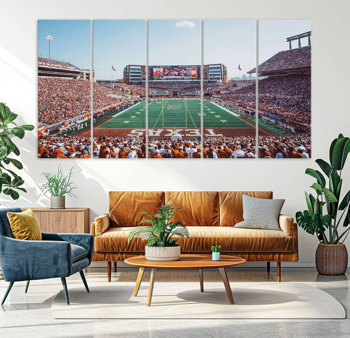 University of Texas Longhorns Football Team Print - Austin Darrell K Royal-Texas Memorial Stadium at Campbell-Williams Field Wall Art Canvas Print