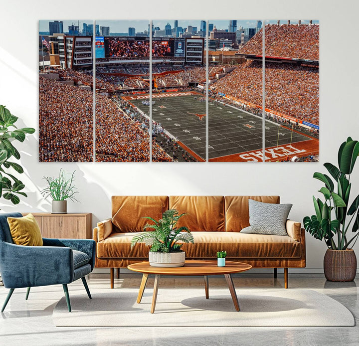 University of Texas Longhorns Football Team Print - Austin Darrell K Royal-Texas Memorial Stadium Wall Art Canvas Print