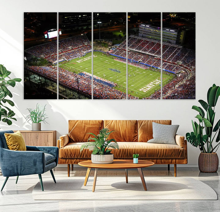 Florida Atlantic University Owls Football Team Print - Boca Raton FAU Stadium Wall Art Canvas Print