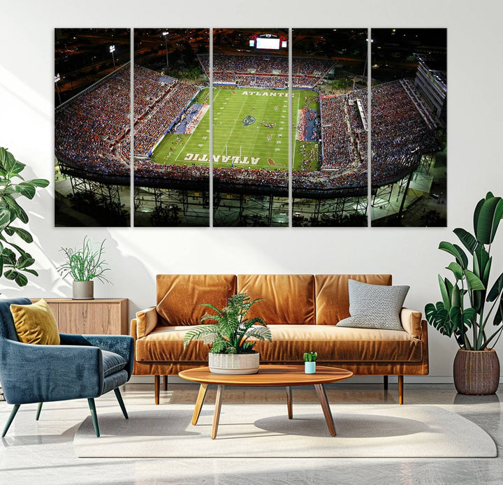 Florida Atlantic University Owls Football Team Print - Boca Raton FAU Stadium Wall Art Canvas Print