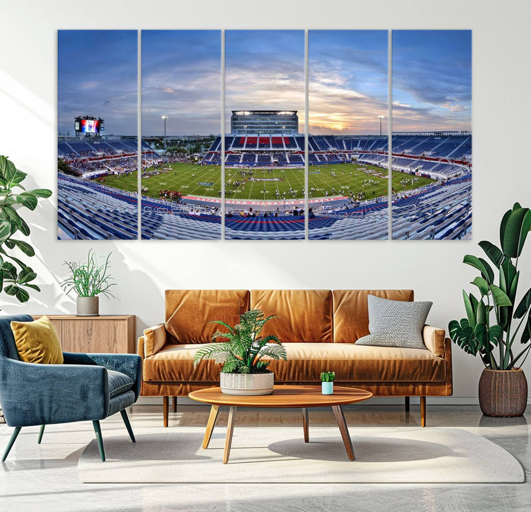 Florida Atlantic University Owls Football Team Print - Boca Raton FAU Stadium Wall Art Canvas Print