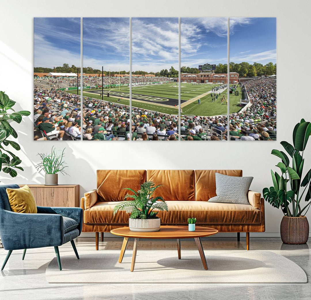 University of Charlotte 49ers Football Team Print - Charlotte Jerry Richardson Stadium Wall Art Canvas Print