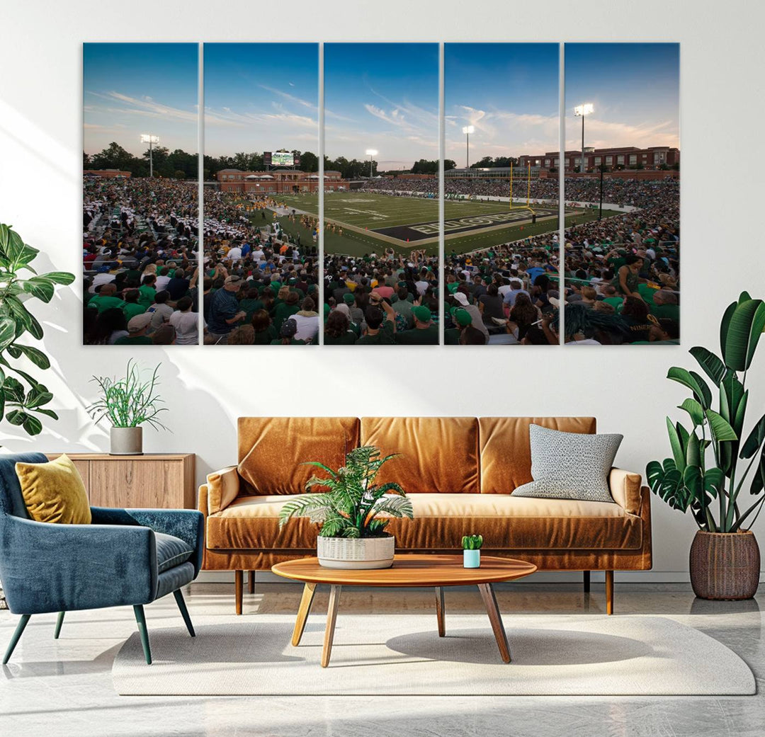 University of Charlotte 49ers Football Team Print - Charlotte Jerry Richardson Stadium Wall Art Canvas Print