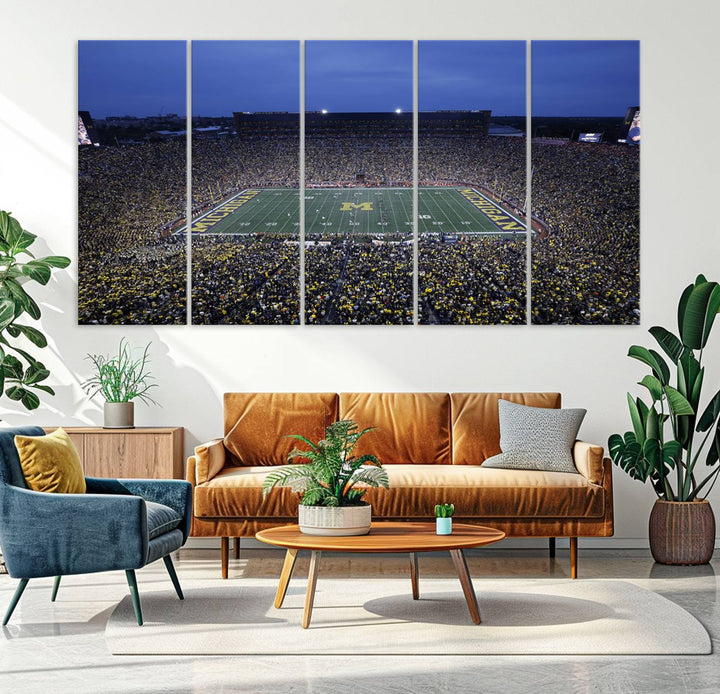 University of Michigan Wolverines Football Team Print - Ann Arbor Michigan Stadium Wall Art Canvas Print