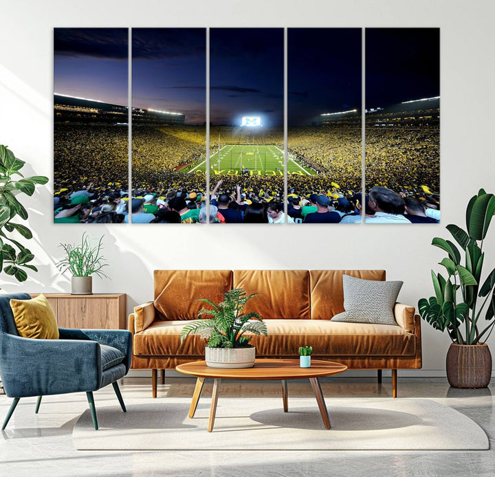 University of Michigan Wolverines Football Team Print - Ann Arbor Michigan Stadium Wall Art Canvas Print