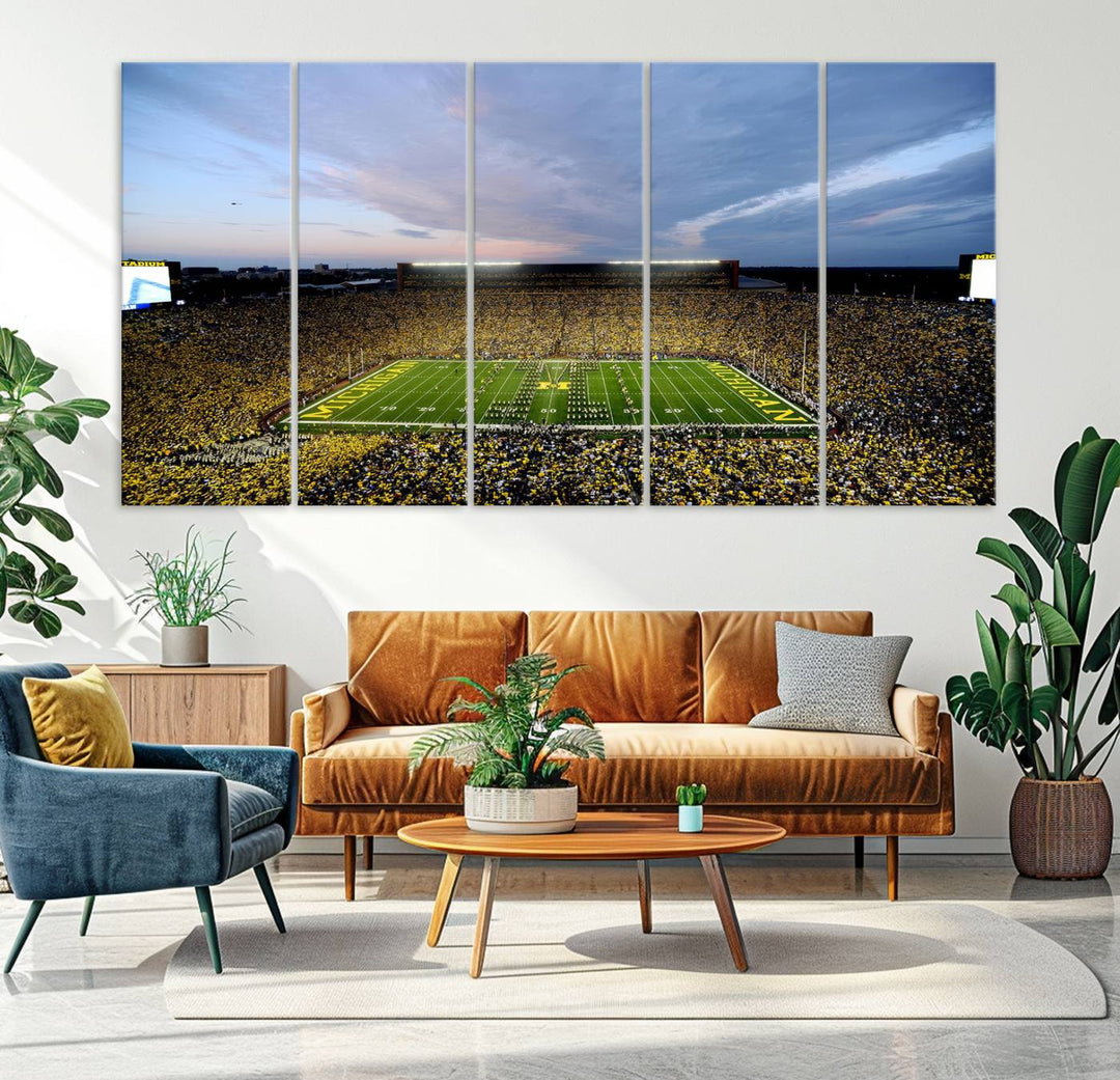 University of Michigan Wolverines Football Team Print - Ann Arbor Michigan Stadium Wall Art Canvas Print