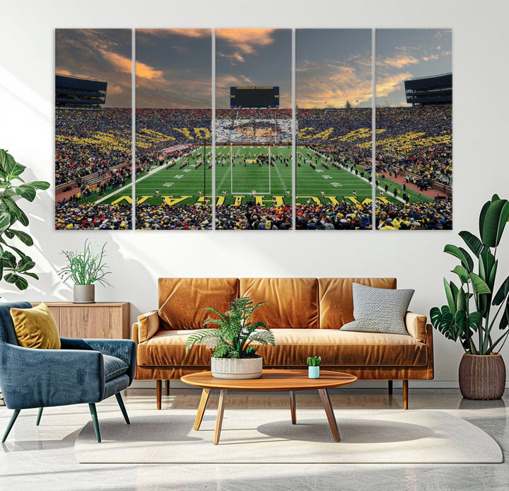 University of Michigan Wolverines Football Team Print - Ann Arbor Michigan Stadium Wall Art Canvas Print