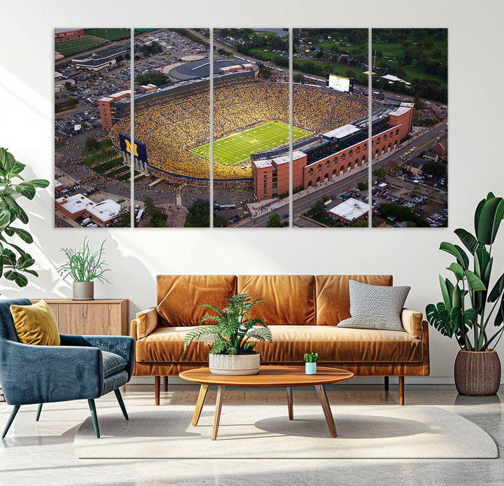 University of Michigan Wolverines Football Team Print - Ann Arbor Michigan Stadium Wall Art Canvas Print