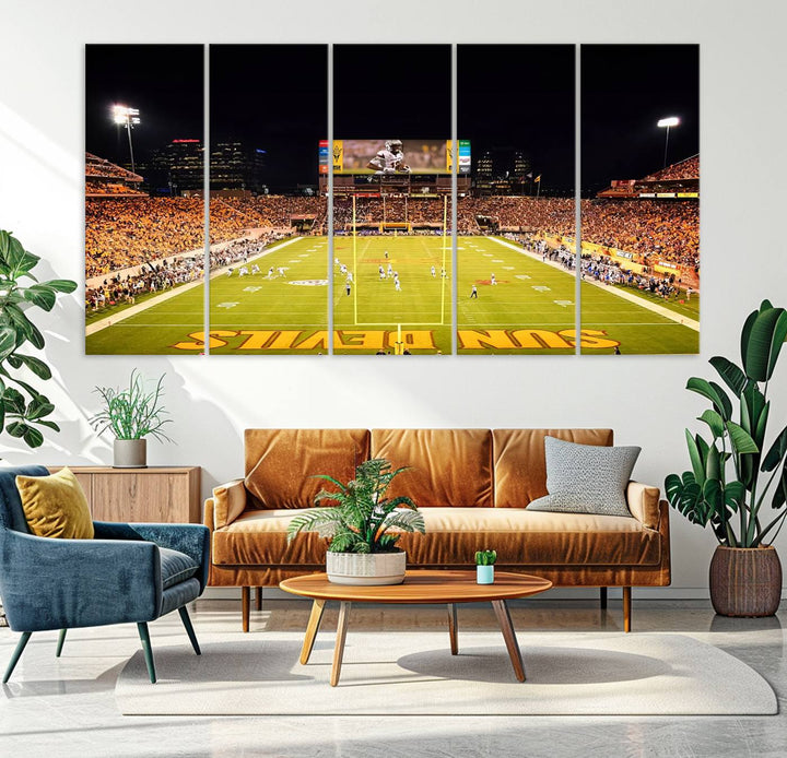 ASU Sun Devils Football Team Print - Phoenix Mountain America Stadium Wall Art Canvas Print