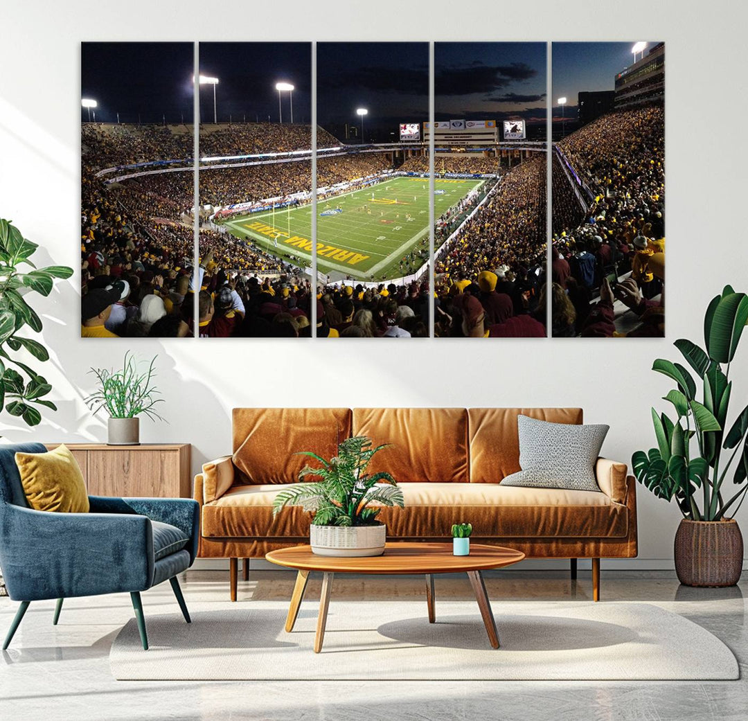 ASU Sun Devils Football Team Print - Phoenix Mountain America Stadium Wall Art Canvas Print