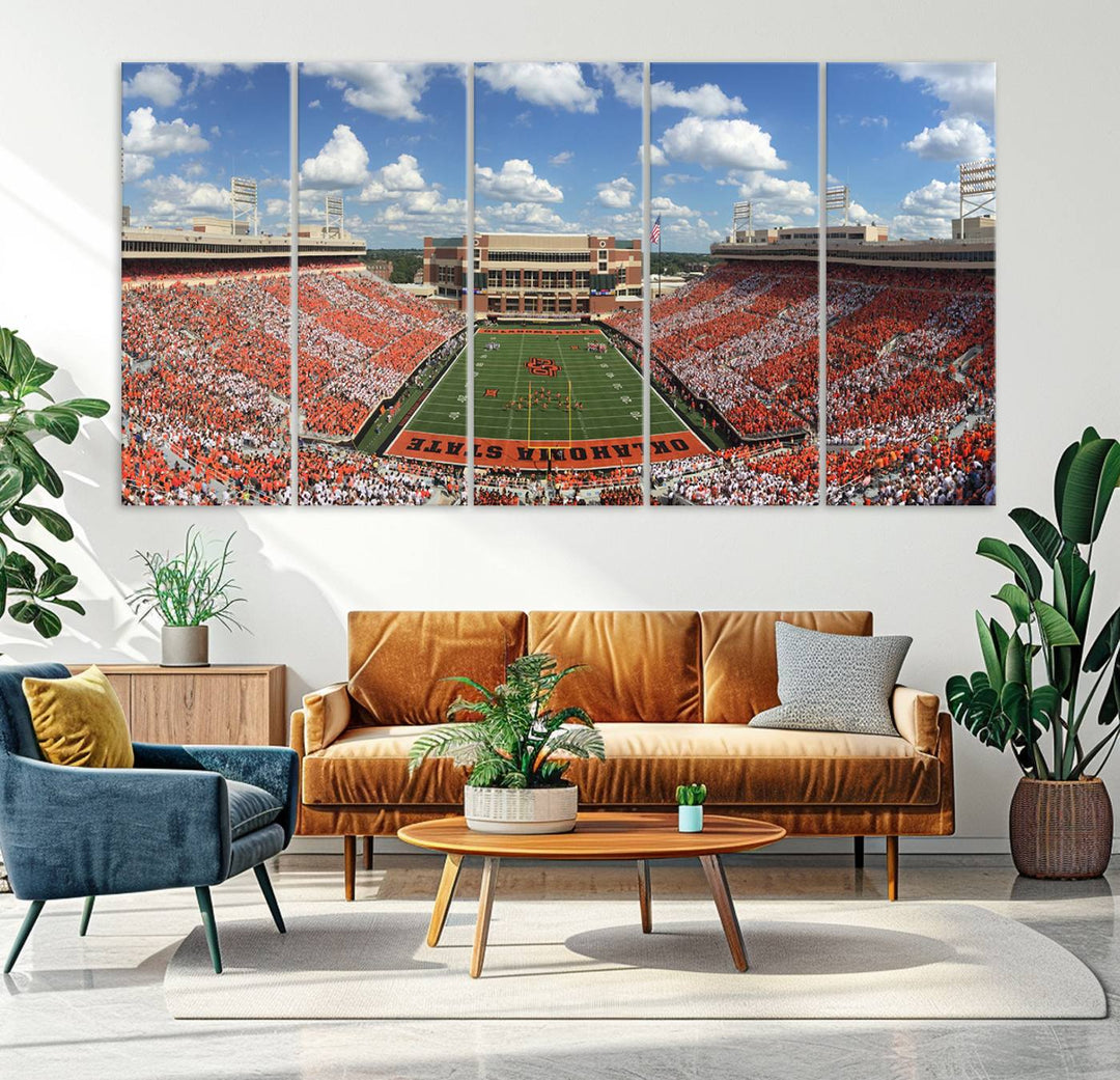 Oklahoma State Cowboys Football Team Print - Stillwater Boone Pickens Stadium Wall Art Canvas Print