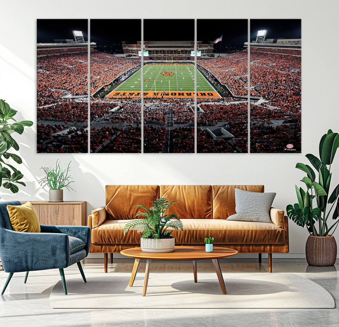 Oklahoma State Cowboys Football Team Print - Stillwater Boone Pickens Stadium Wall Art Canvas Print