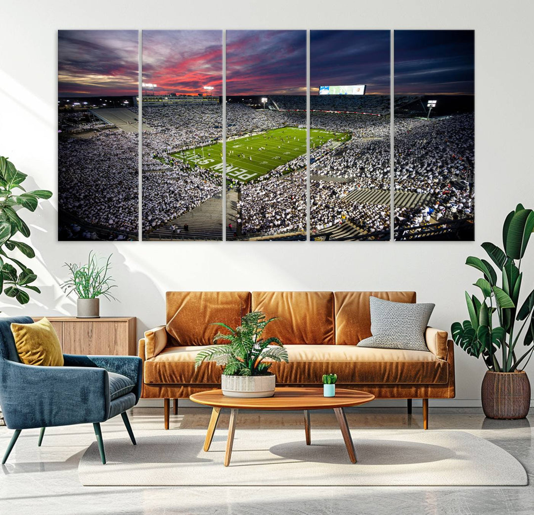 Penn State Nittany Lions Football Team Print - University Park Beaver Stadium Wall Art Canvas Print