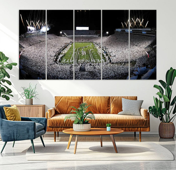 Penn State Nittany Lions Football Team Print - University Park Beaver Stadium Wall Art Canvas Print