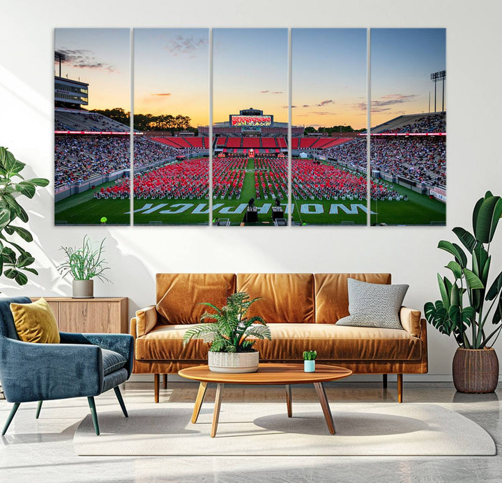 NC State Wolfpack Football Team Print - Raleigh Carter-Finley Stadium Wall Art Canvas Print