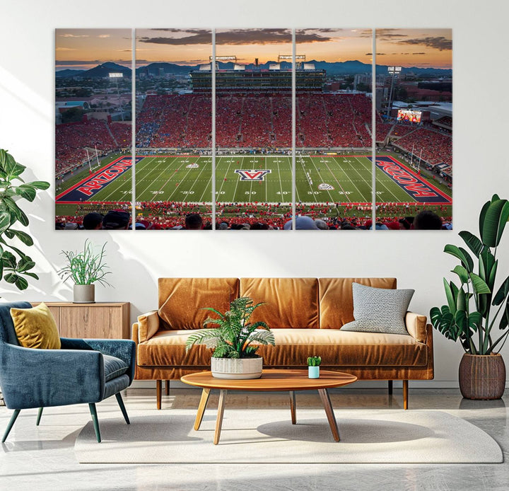 Arizona Wildcats Football Team Print - Tucson Arizona Stadium Wall Art Canvas Print