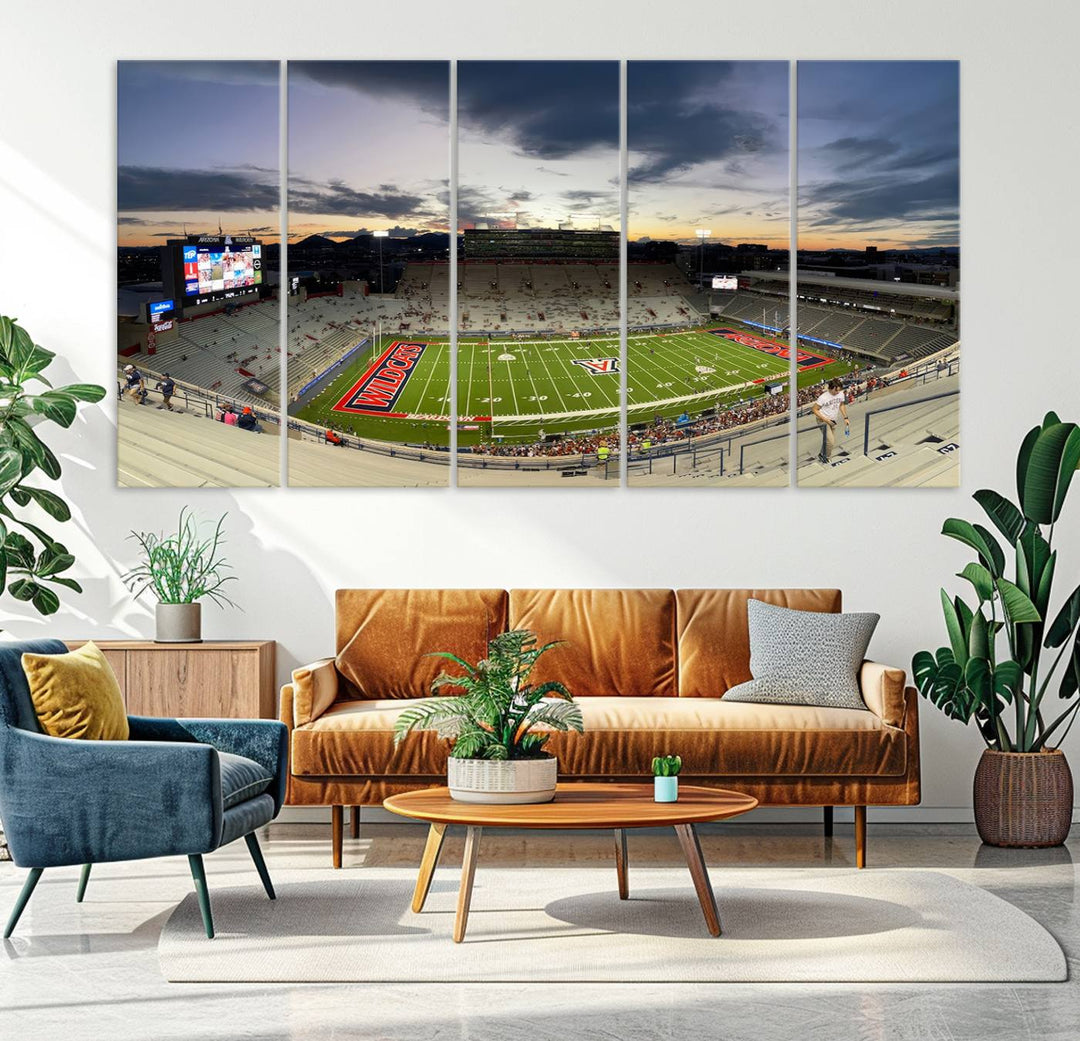 Arizona Wildcats Football Team Print - Tucson Arizona Stadium Wall Art Canvas Print