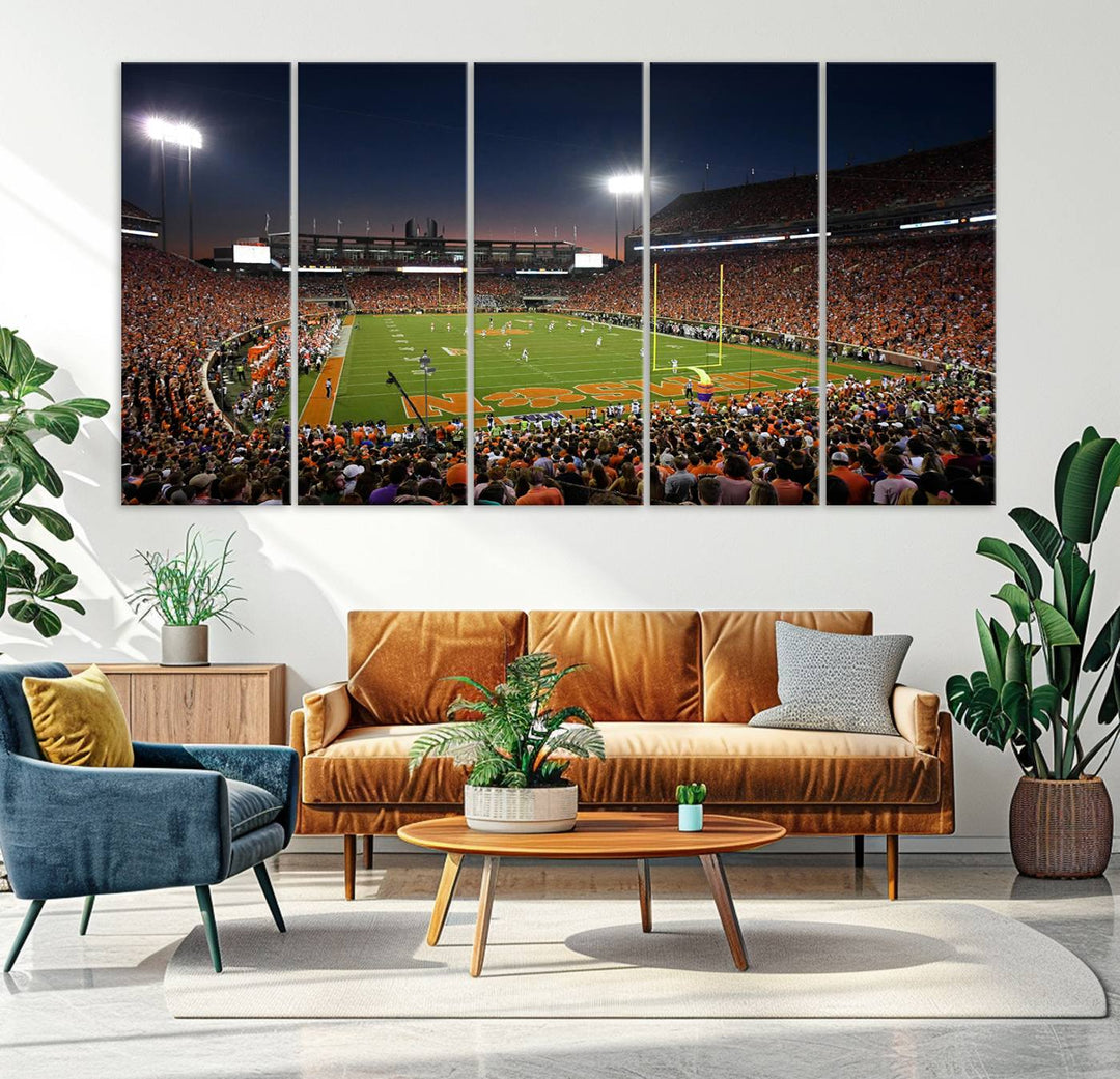 Clemson University Tigers Football Team Print - Clemson Memorial Stadium Wall Art Canvas Print