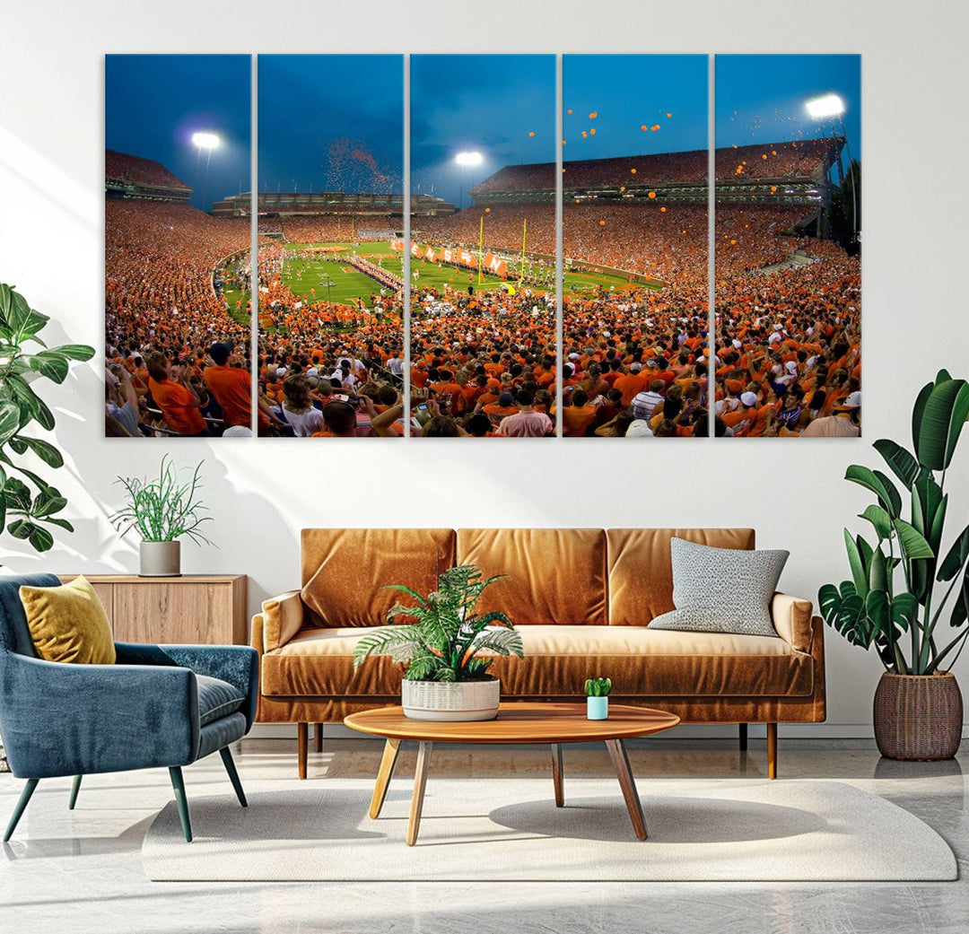 Clemson University Tigers Football Team Print - Clemson Memorial Stadium Wall Art Canvas Print