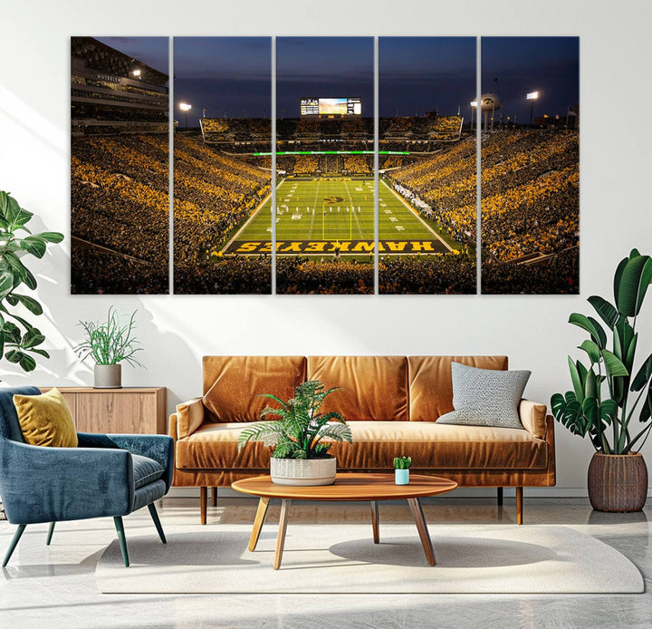 Iowa University Hawkeyes Football Team Print - Iowa City Kinnick Stadium Wall Art Canvas Print