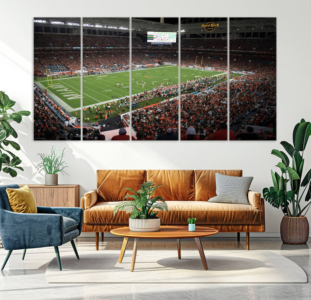 Miami Hurricanes Football Team Print - Miami Hard Rock Stadium Wall Art Canvas Print