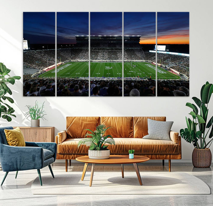 Michigan State Spartans Football Team Print - East Lansing Spartan Stadium Wall Art Canvas Print