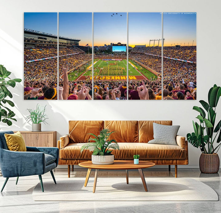 University of Minnesota Golden Gophers Football Team Print - Minneapolis Huntington Bank Stadium Wall Art Canvas Print