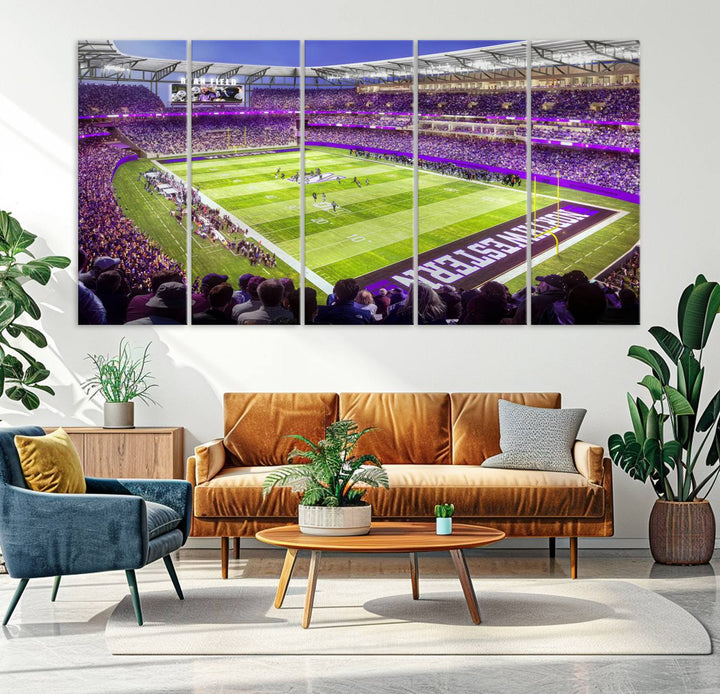 Northwestern University Wildcats Football Team Print - Evanston Ryan Field Wall Art Canvas Print