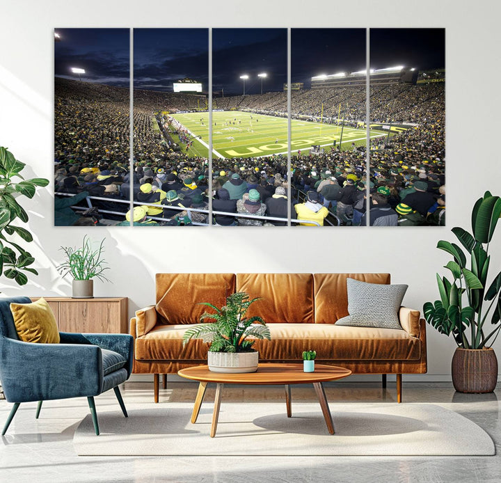 University of Oregon Ducks Football Team Print - Eugene Autzen Stadium Wall Art Canvas Print