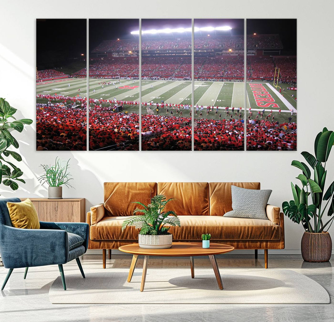 Rutgers University Scarlet Knights Football Team Print - Piscataway SHI Stadium Wall Art Canvas Print