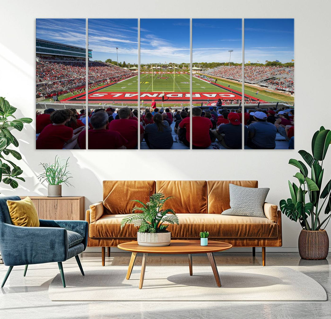 Ball State Cardinals Football Team Print - Muncie Scheumann Stadium Wall Art Canvas Print