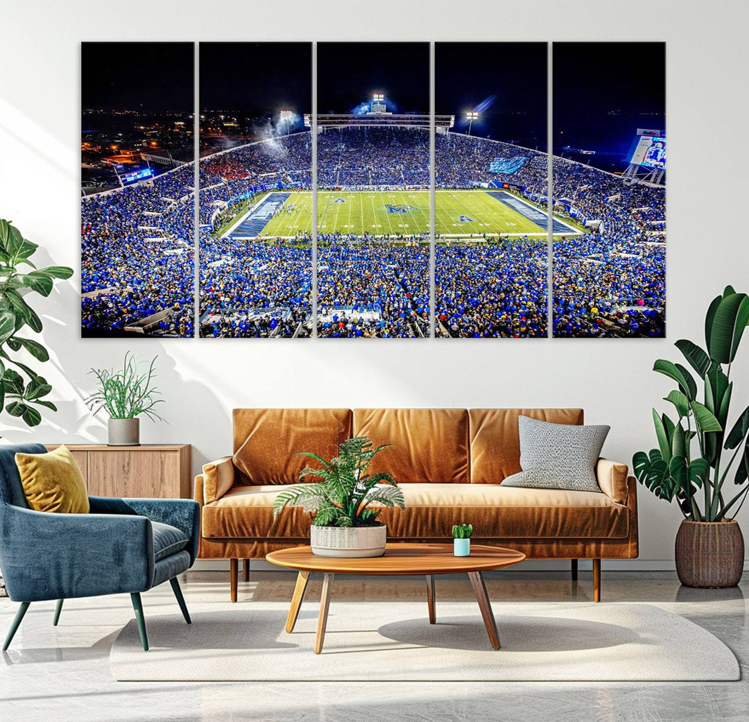 University of Memphis Tigers Football Team Print - Memphis Simmons Bank Liberty Stadium Wall Art Canvas Print