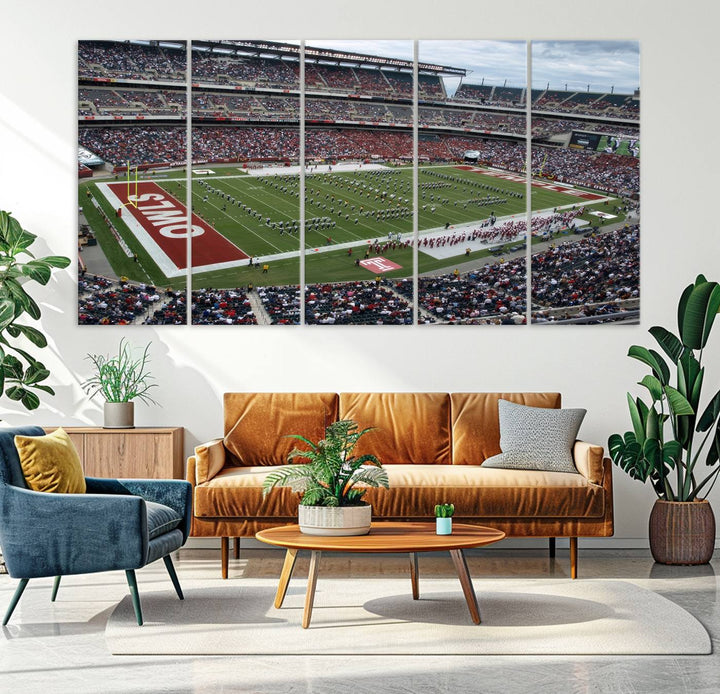 Aerial view wall art of Lincoln Financial Field during a Temple Owls game.