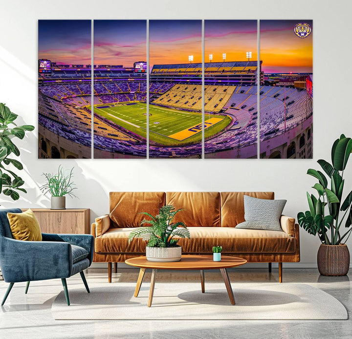 The Louisiana State University Tigers Football Team Print - Baton Rouge Tiger Stadium Wall Art Canvas Print