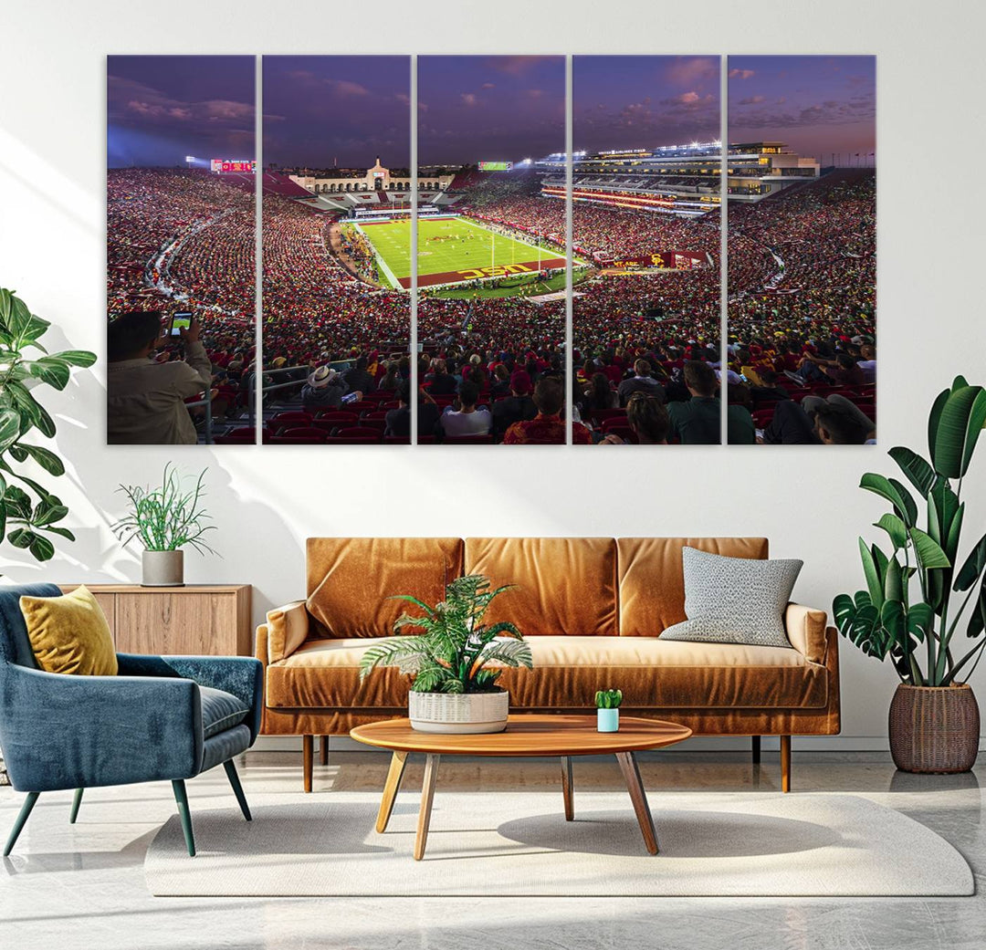 The University of Southern California USC Trojans Football Team Print - Los Angeles Memorial Coliseum Stadium Wall Art Canvas Print