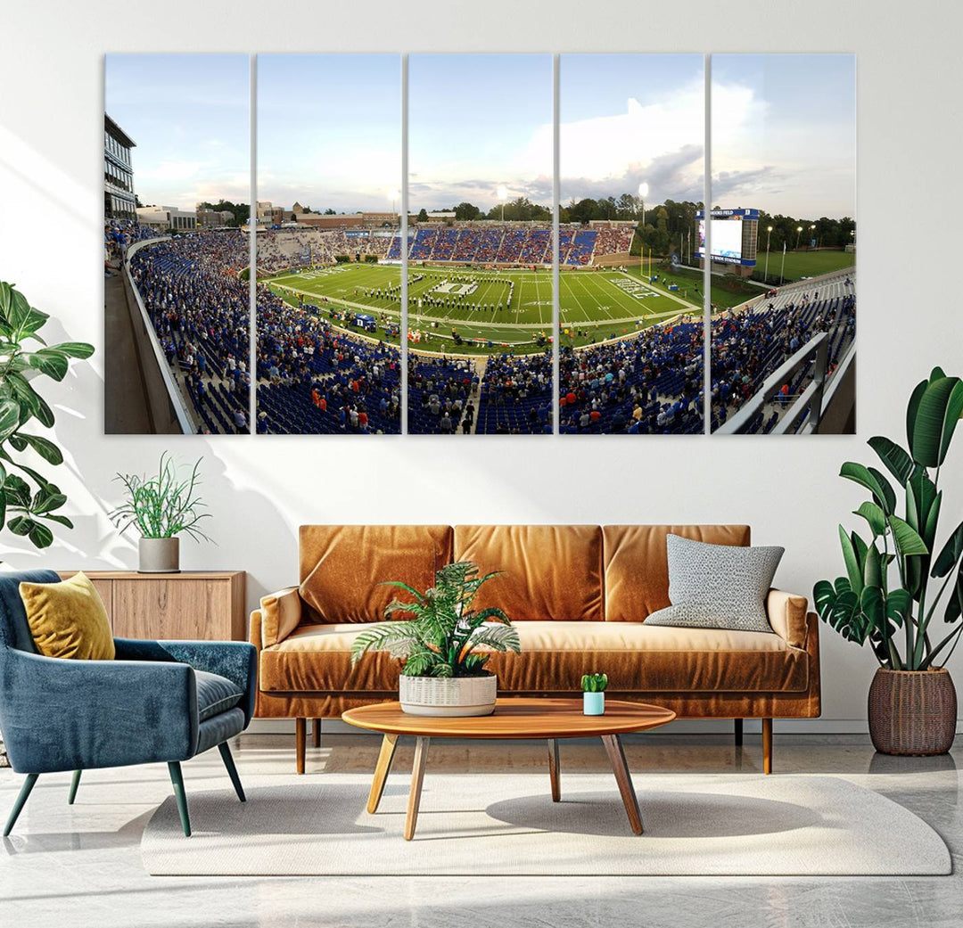 Wallace Wade Stadium print featuring a green field and sky.