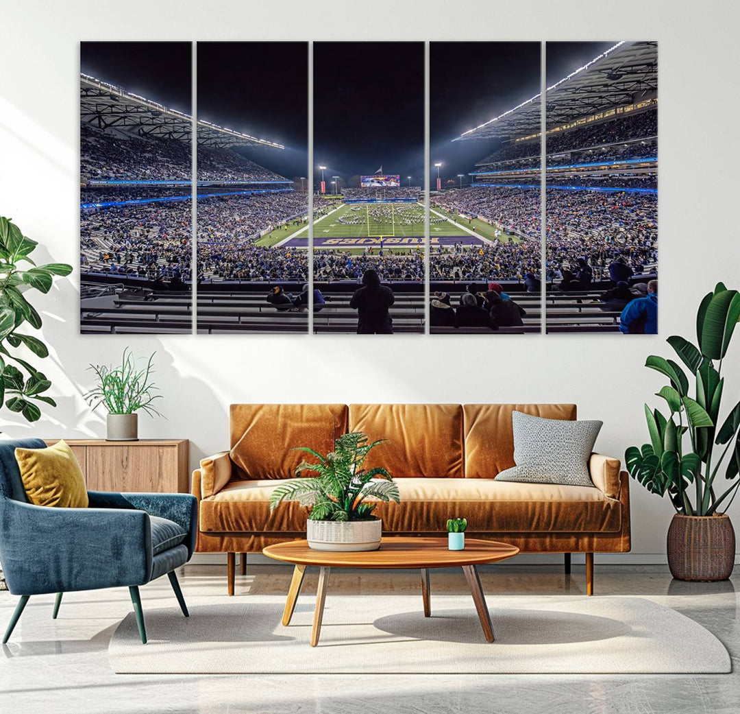 The University of Washington Huskies Football Team Print - Seattle Husky Stadium Wall Art Canvas Print