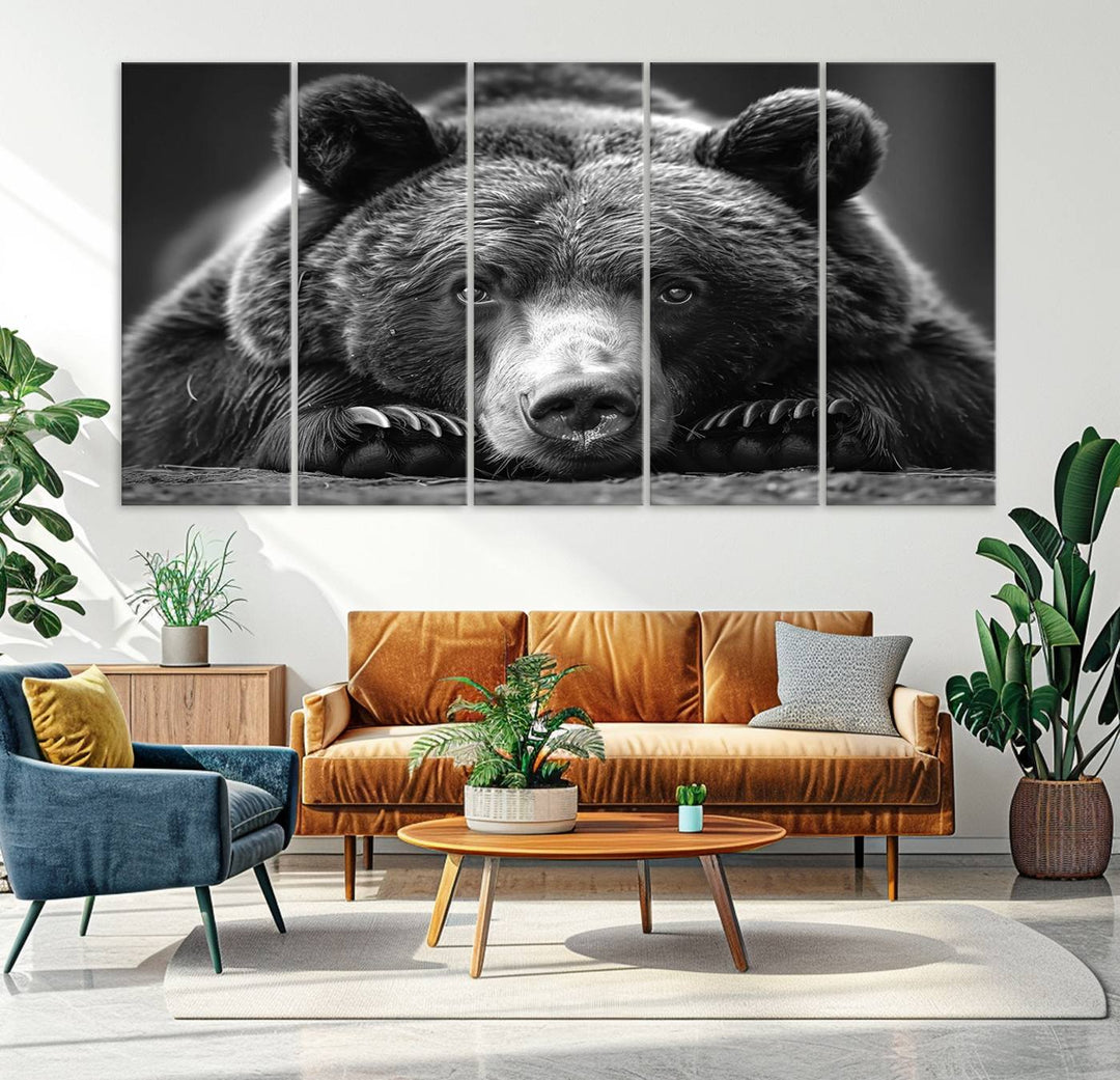 Resting Grizzly Bear Canvas Print | Ready to Hang Wall Art | Rustic Cabin & Farmhouse Decor | Wildlife Art