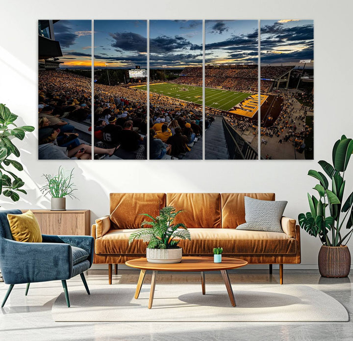 Cowboy Football War Memorial Stadium Wall Art | Ready to Hang Canvas Print of College Football Stadium at Sunset | Perfect for Sports Fans and Football Enthusiasts