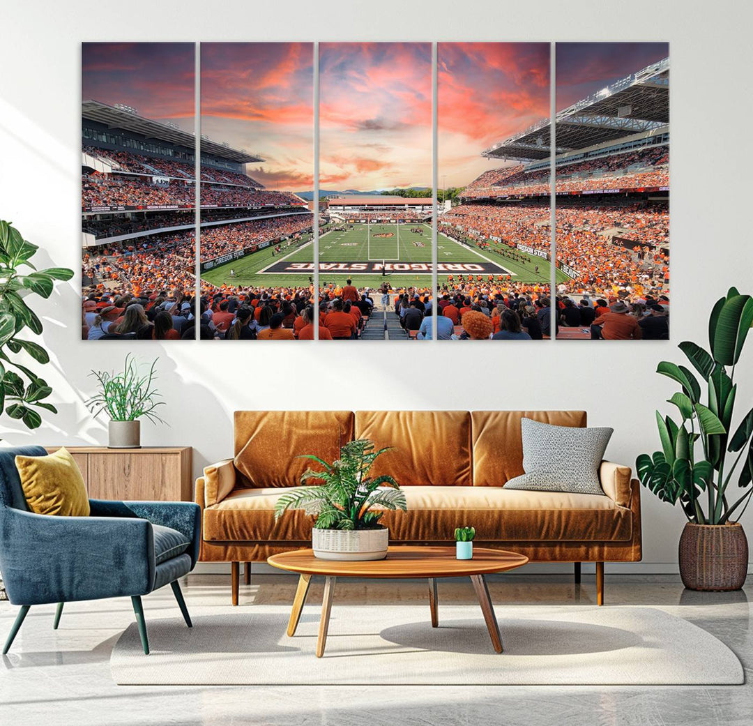 Oregon State Beavers Football Team Print - Corvallis Reser Stadium Wall Art Canvas Print