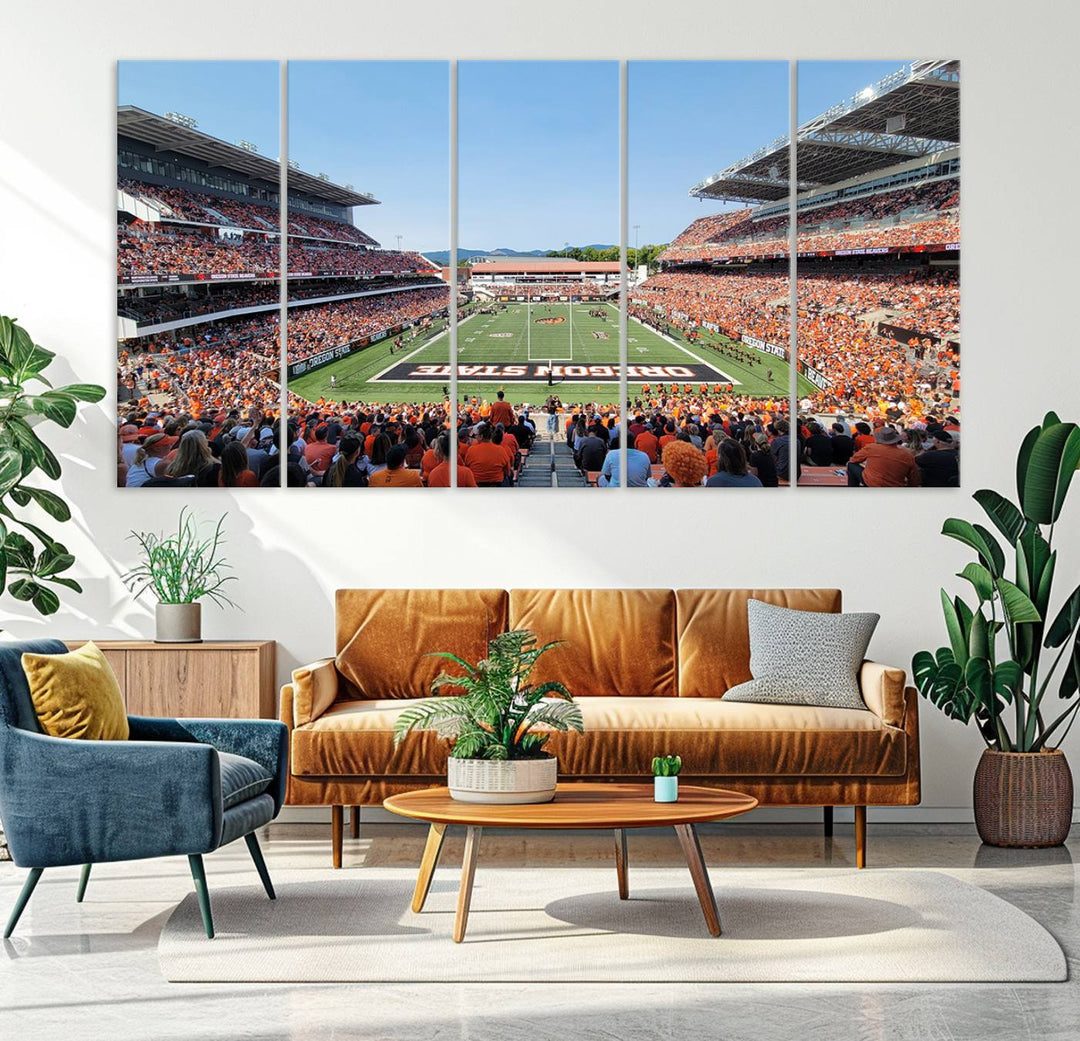 Oregon State Beavers Football Team Print - Corvallis Reser Stadium Wall Art Canvas Print