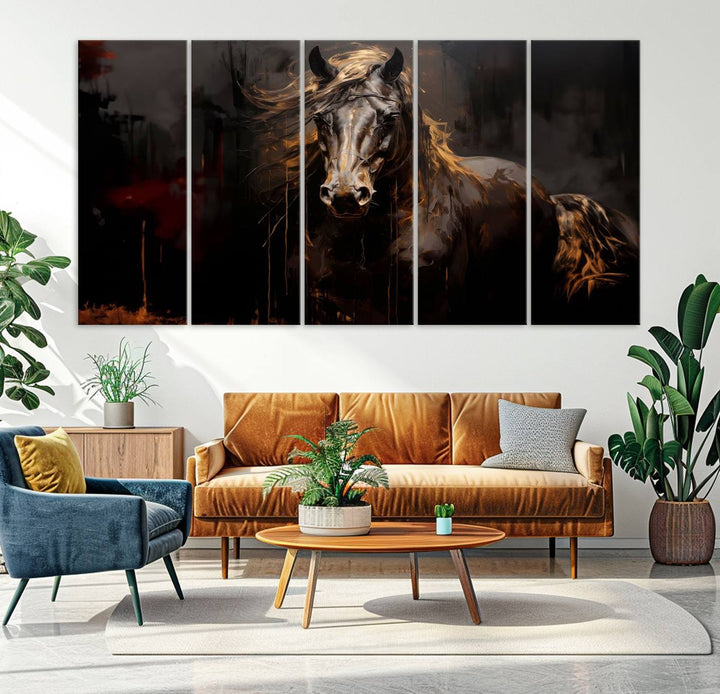 Abstract Black Horse Canvas Print | Abstract Equine Wall Art | Western Decor Print | Horse Lover Gift | Farmhouse & Cabin Wall Art