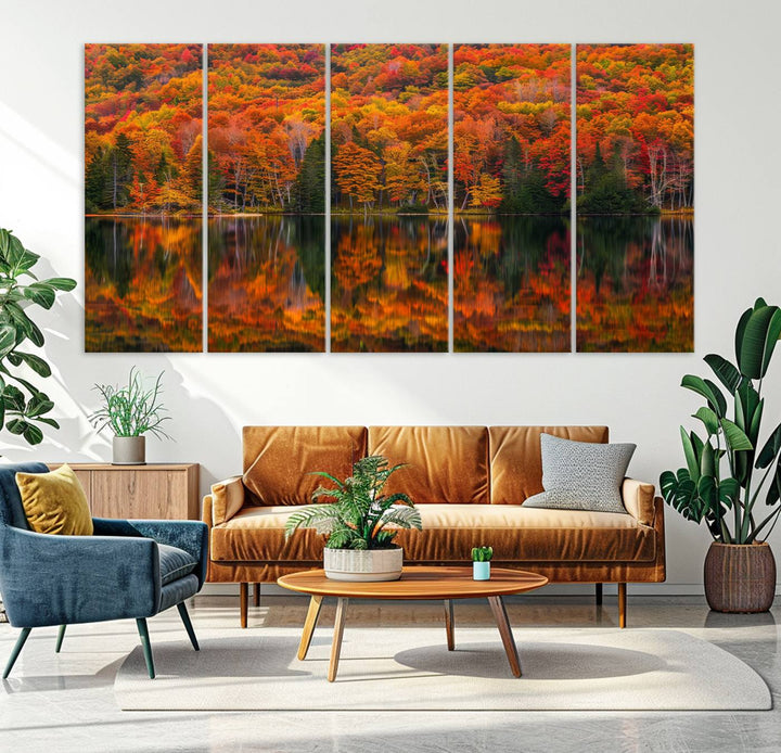 Autumn Reflection Canvas Print, Stunning Fall Foliage Wall Art, Serene Lake Landscape, Perfect Seasonal Decor Print