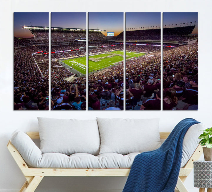 Texas A&M University Aggies Football Team Print - College Station Kyle Field Stadium Wall Art Canvas Print