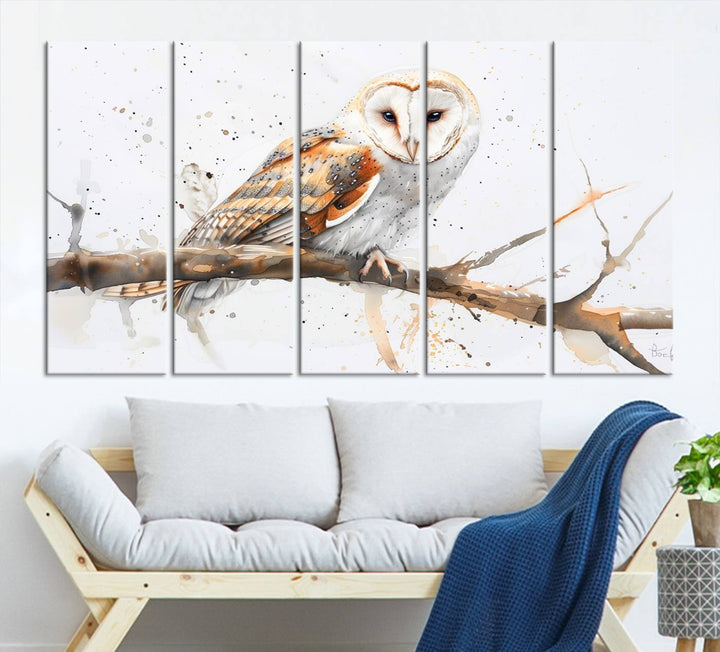 Nature enthusiasts will love the Barn Owl Wall Art on Branch, a stunning canvas print that is ready to hang and beautifully framed.